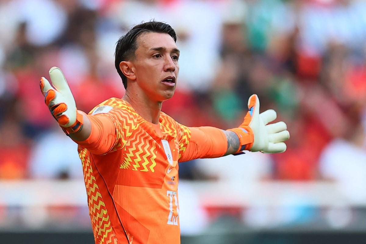 Fernando Muslera foi substituído no intervalo pelo técnico do Uruguai depois de uivar contra a Espanha