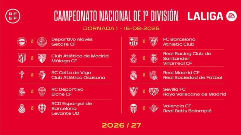 Real Madrid, Barcelona e Atlético estrearão em casa no primeiro dia da liga 2026-2027