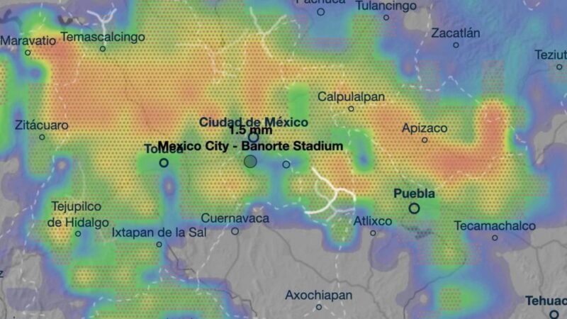 Mapa meteorológico de tempestade entre Inglaterra e México com horário de início ‘antecipado’