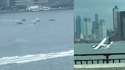 Hidroavião com 8 acidentes no East River de Nova York, todos salvos – vídeo