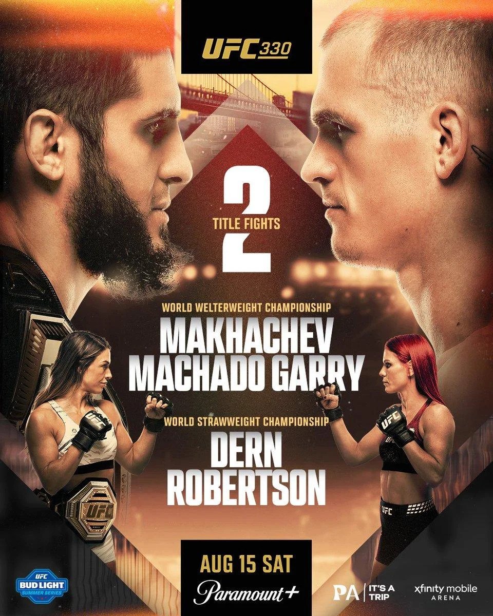 Foto: pôster do UFC 330 cai para ‘Islam vs. Garry’ 15 de agosto – ‘Broad Street Brawls’