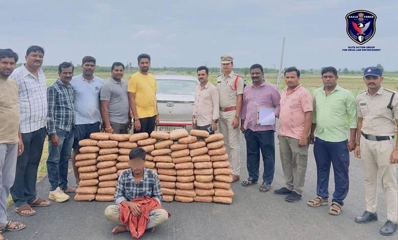 Um homem Odisha carregando 180 kg de maconha foi preso pela EAGLE em Khammam