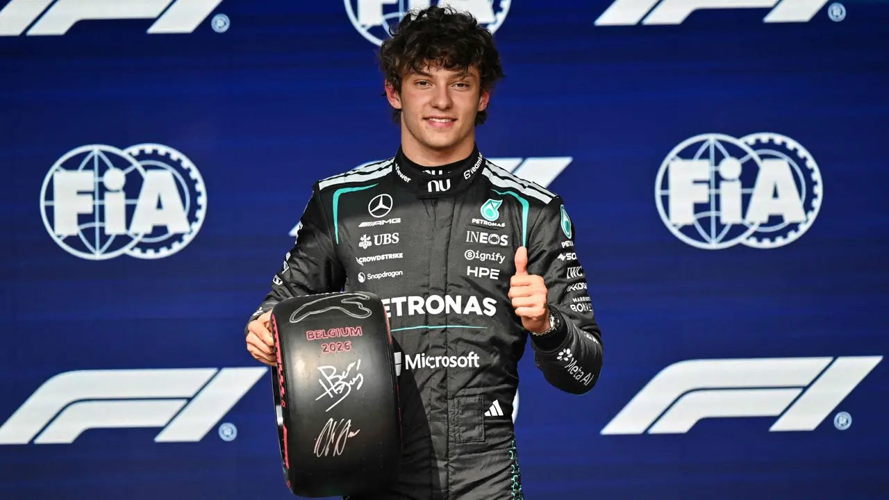 GP da Bélgica: Antonelli, estrela da Merc, conquista a pole position à frente de Verstappen