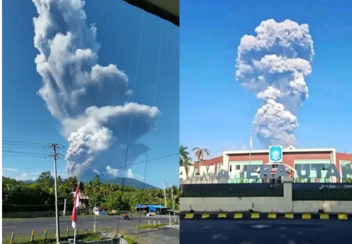 uma erupção vulcânica na Indonésia, três alpinistas foram mortos