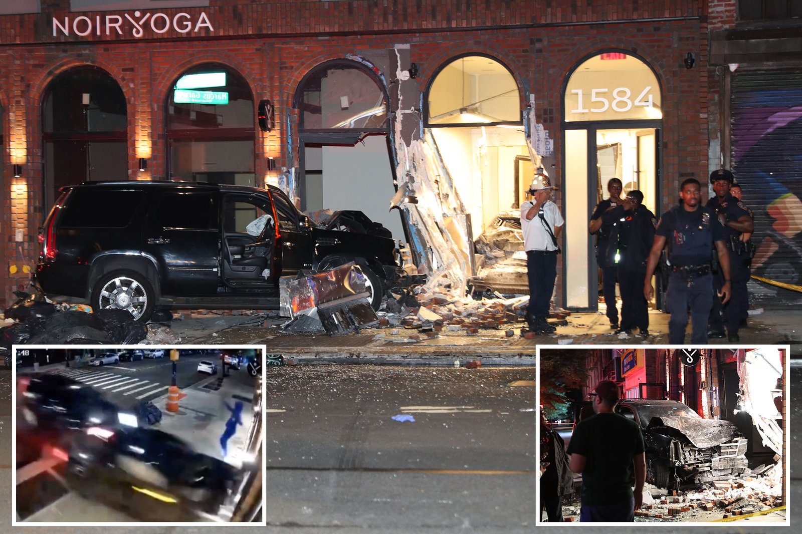 Vídeo selvagem mostra dois carros quase atropelando um pedestre ao baterem em um prédio do Brooklyn, no que parece ser uma colisão de trânsito