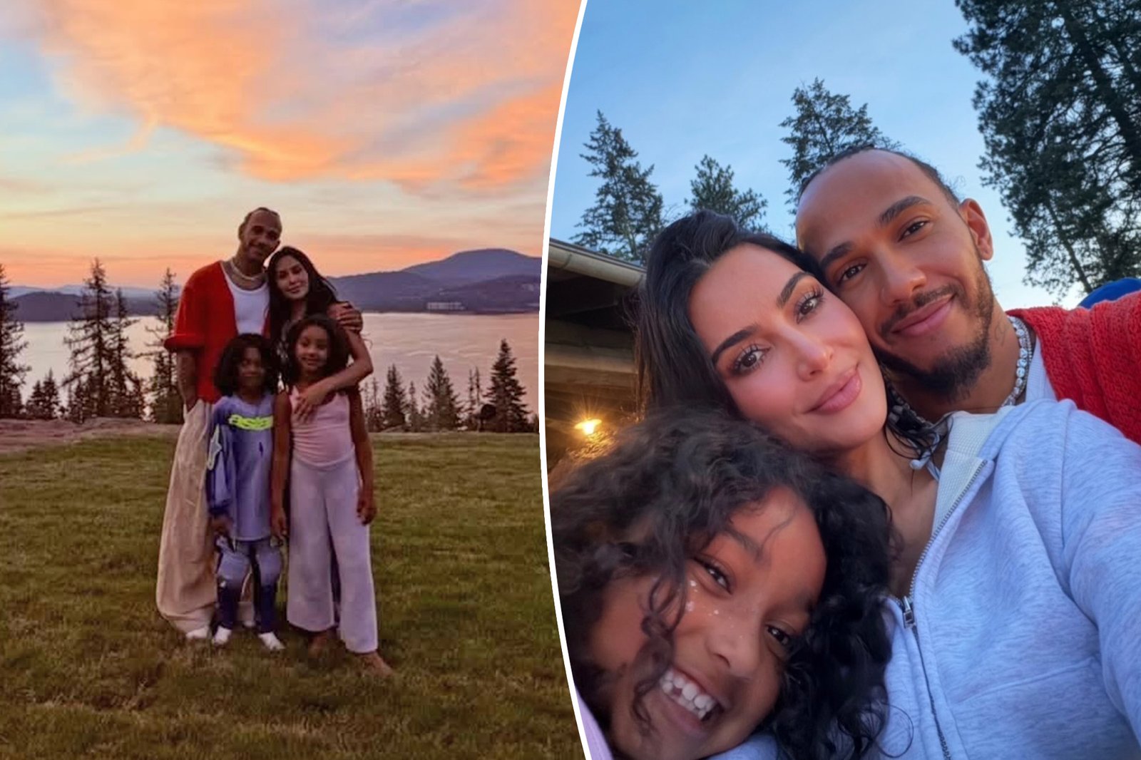 Kim Kardashian se aproxima de Louis Hamilton em fotos raras de PDA de uma escapadela em família